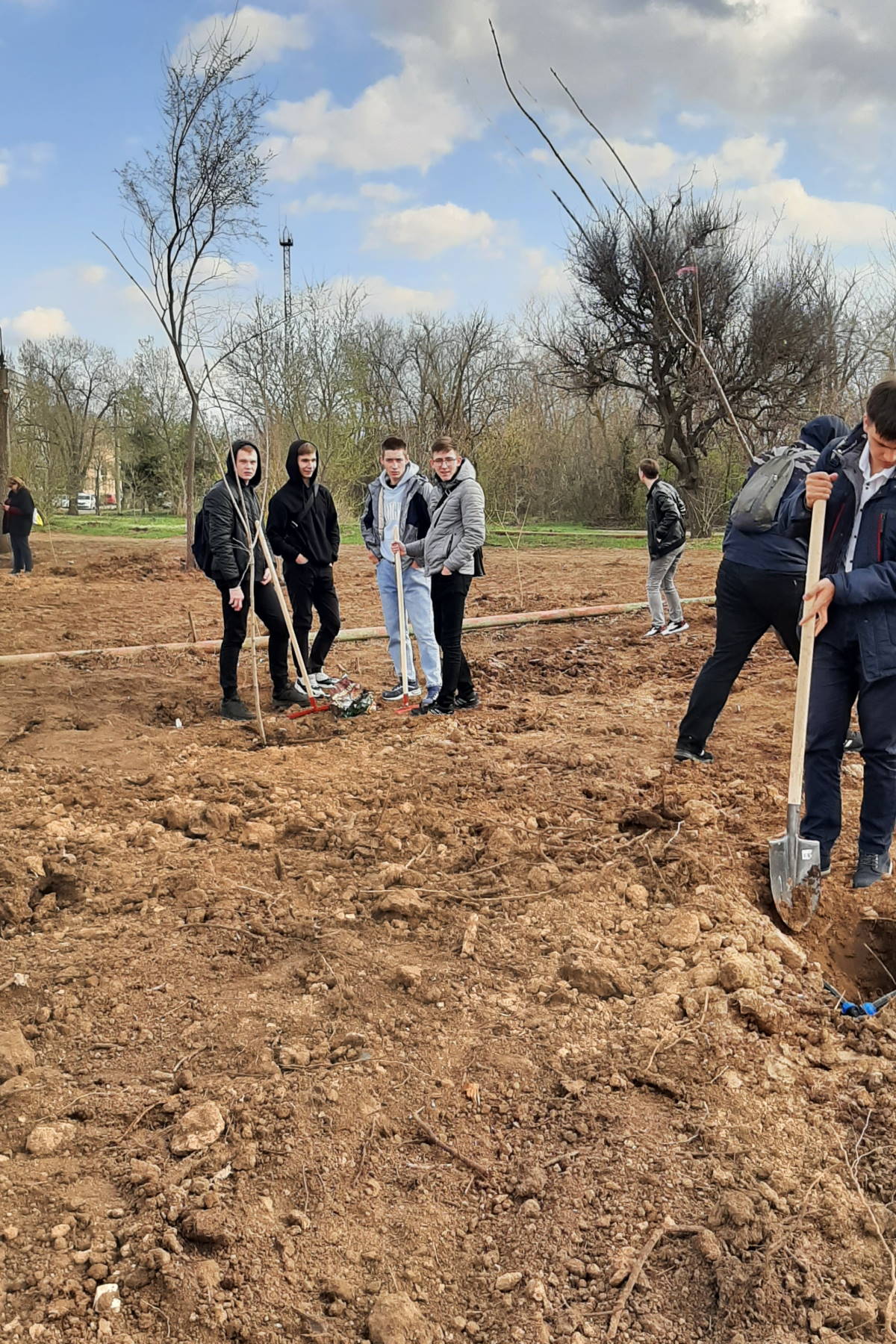 Студенты ВПТ высадили более сотни деревьев в парке Комсомольский